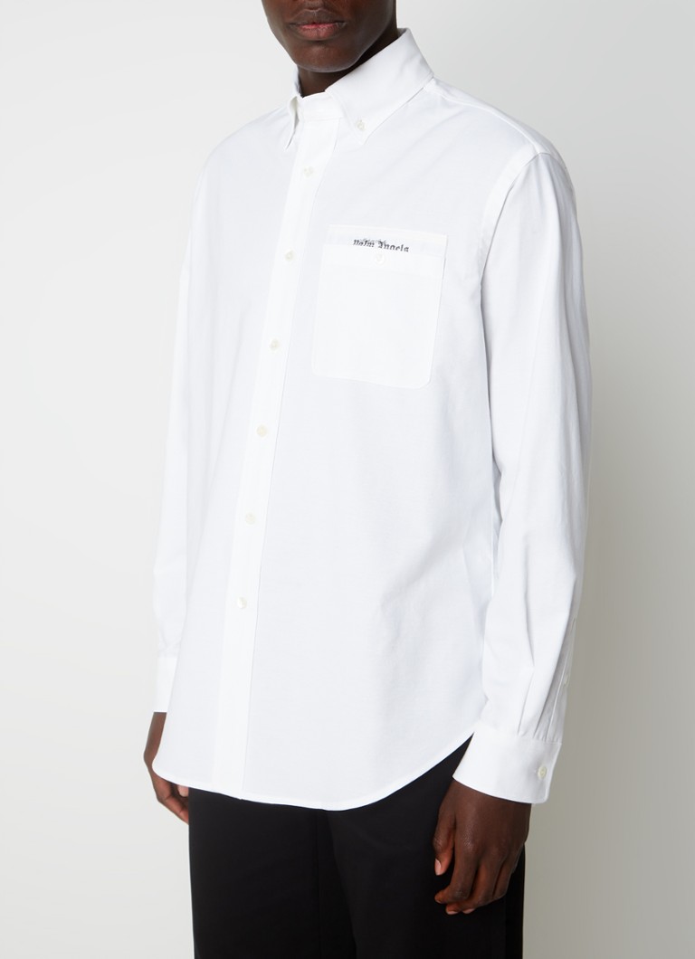 Palm Angels Regular fit overhemd met logo en borstzak • Wit • de Bijenkorf