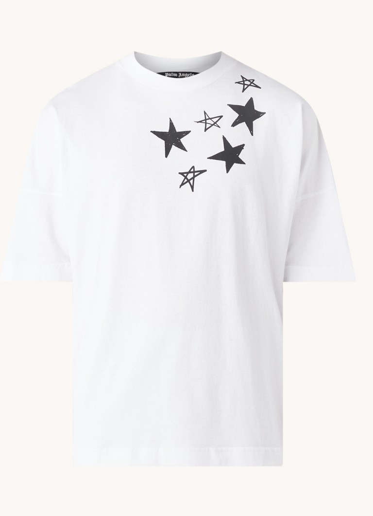 Palm Angels - Shooting Stars T-shirt met front- en backprint - Wit - voorkant 2