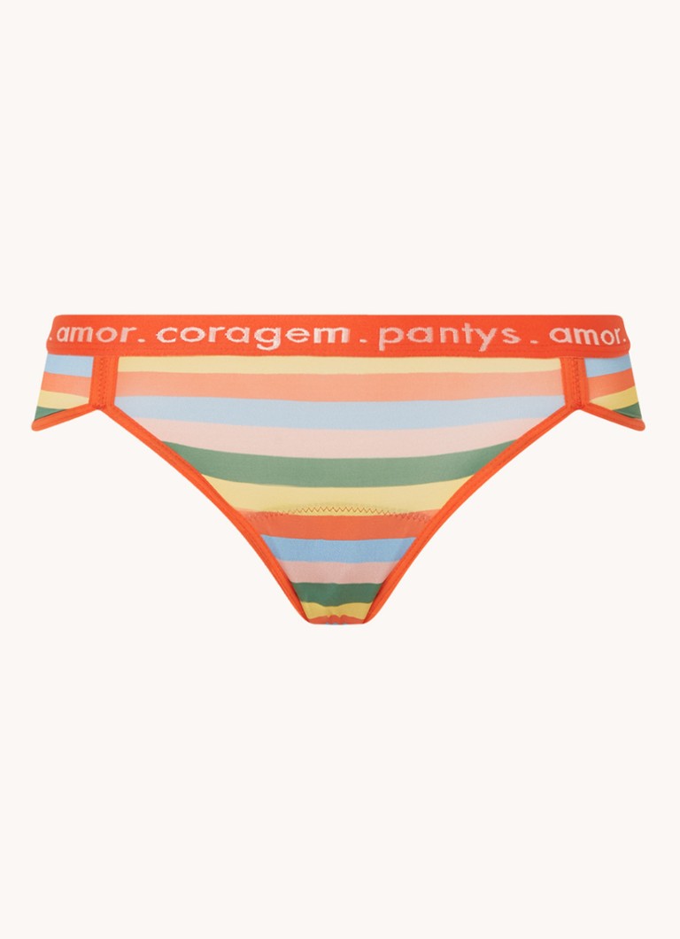 Pantys - Menstruatie ondergoed heavy flow met streepprint - Oranje