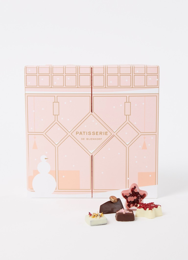 zege binair modder Patisserie de Bijenkorf Adventskalender met chocolade bonbons - 25 dagen •  Lichtroze • de Bijenkorf