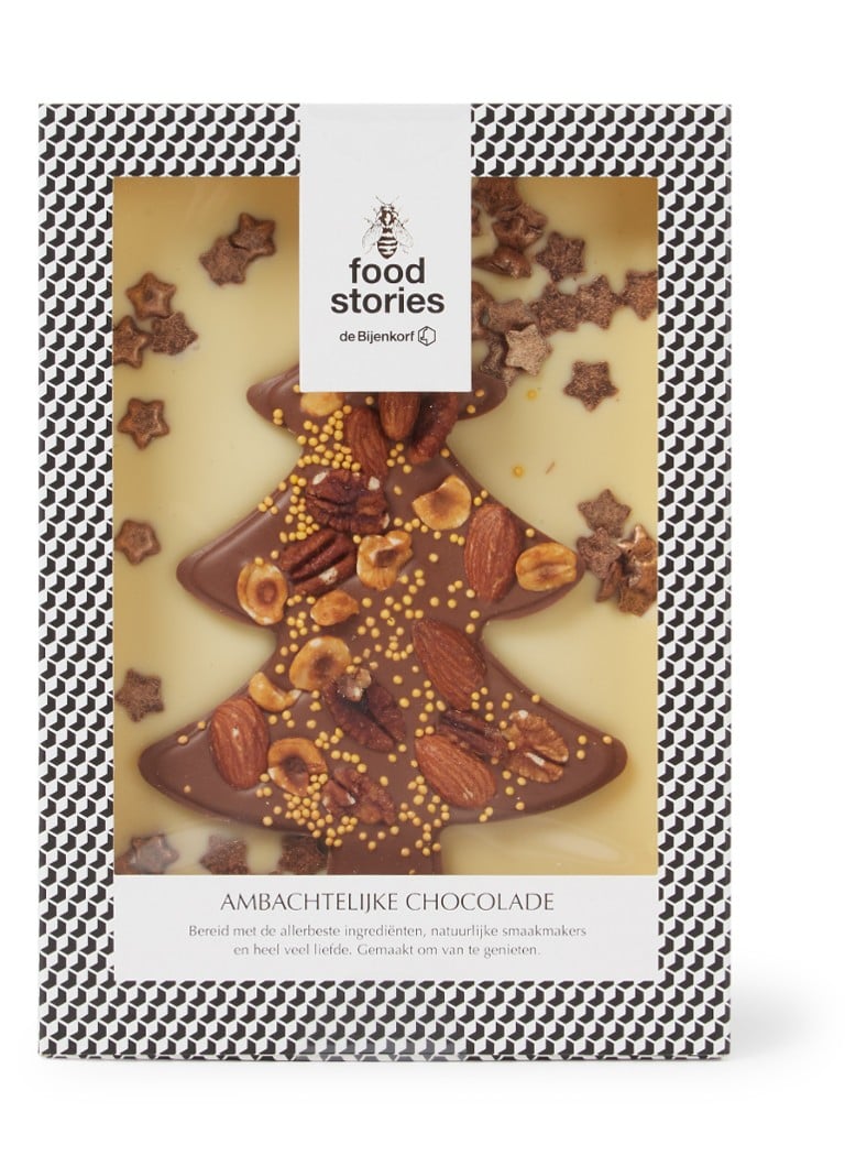 Patisserie de Bijenkorf Kerstboom witte chocolade tablet 210 gram • de
