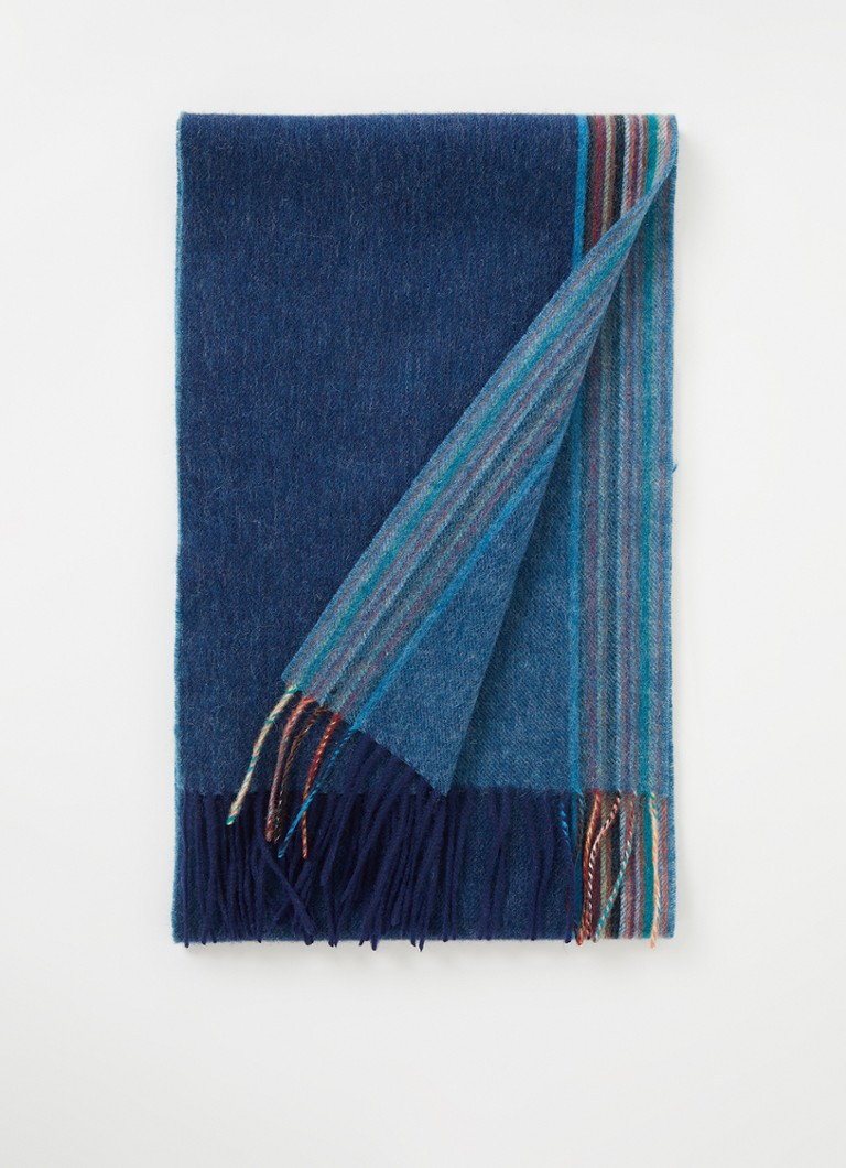 Paul Smith - Sjaal in kasjmierblend met streepdetail 170 x 25 cm - Blauw