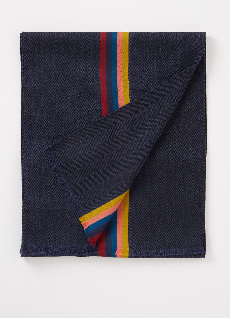Paul Smith - Sjaal in wolblend 180 x 30 cm - Donkerblauw