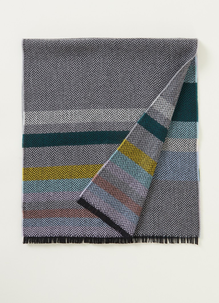Paul Smith - Sjaal van wol met grafische print 180 x 40 cm - Grijs