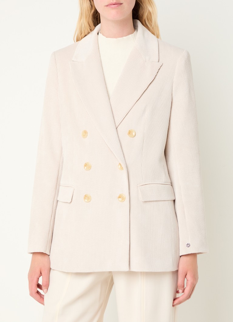 Pennyblack - Oidio double-breasted blazer van corduroy met klepzakken - Creme