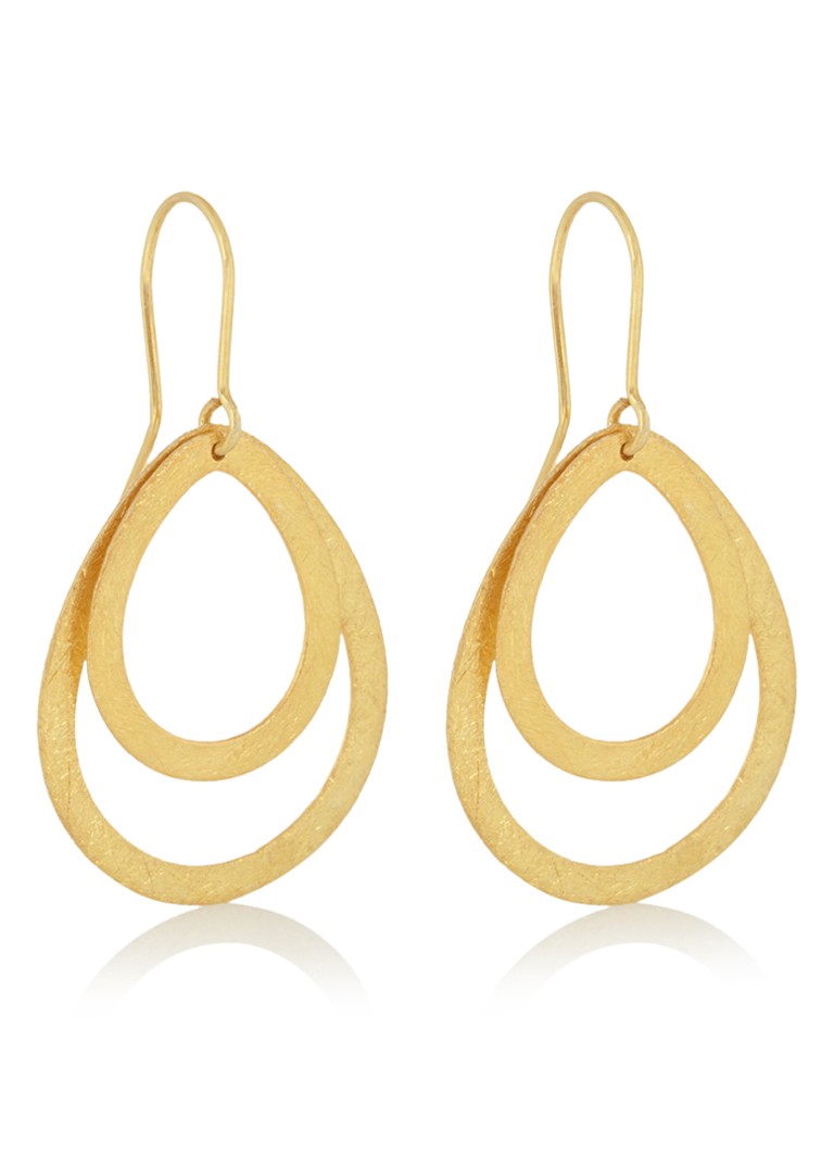 Pernille Corydon - Double Drop oorhangers verguld - Goud