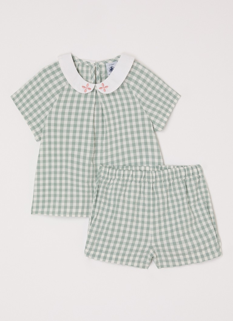 Petit Bateau - Bamie tuniek en korte broek met ruitdessin 2-delig - Lindegroen