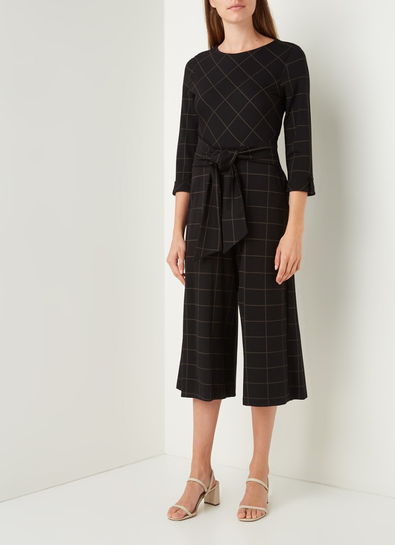 Phase Eight Alesha wide fit jumpsuit van jersey met ruitdessin • Zwart