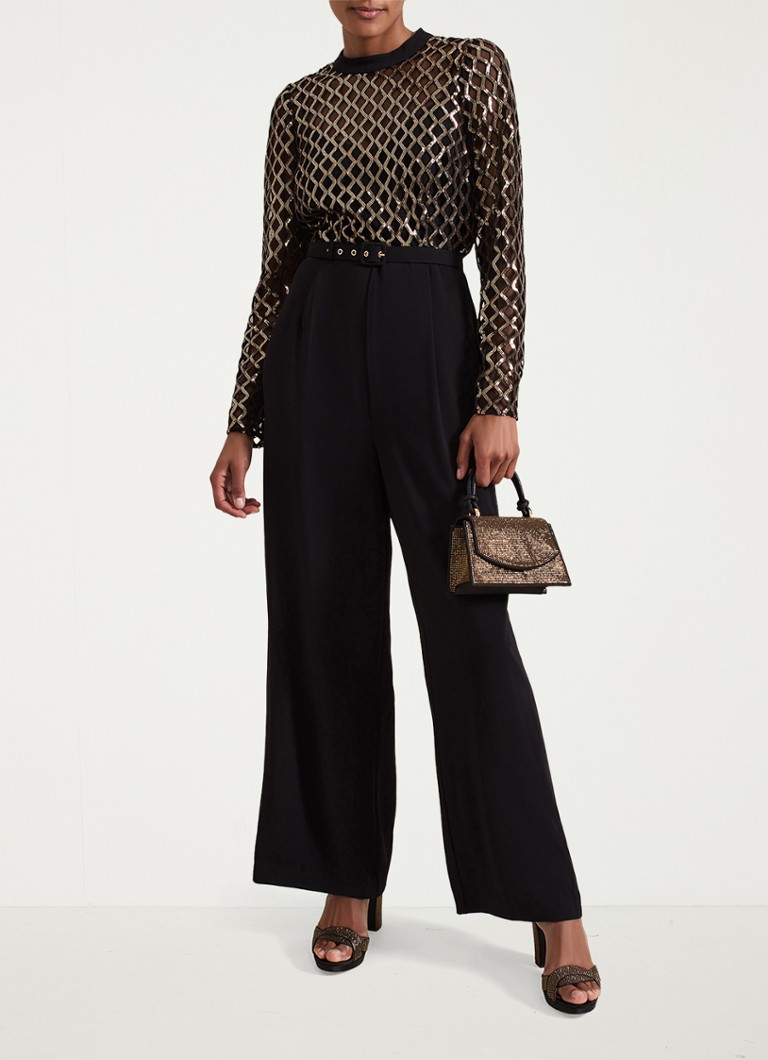 Phase Eight - Amelia wide fit jumpsuit met kralendecoratie - Zwart