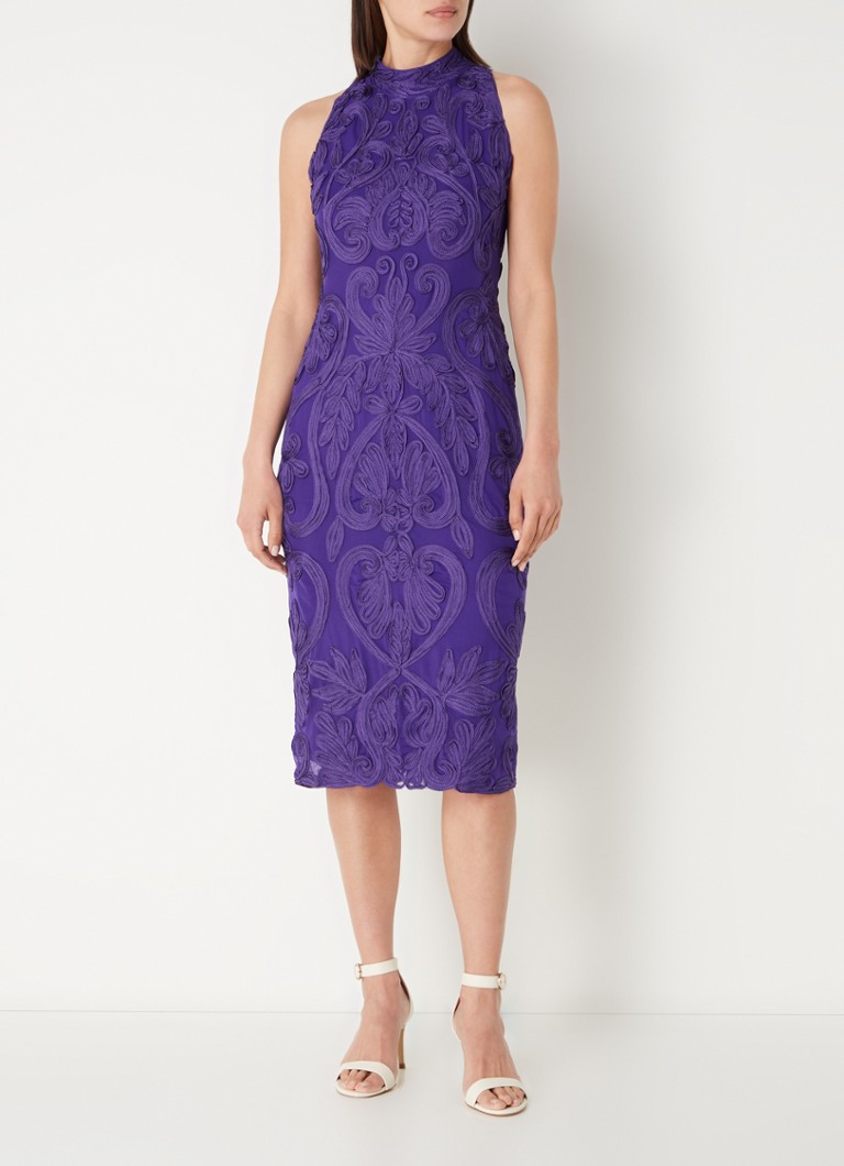 Jurk Dameskleding Paars Phase Eight Andrea Midi Jurk Met Borduring