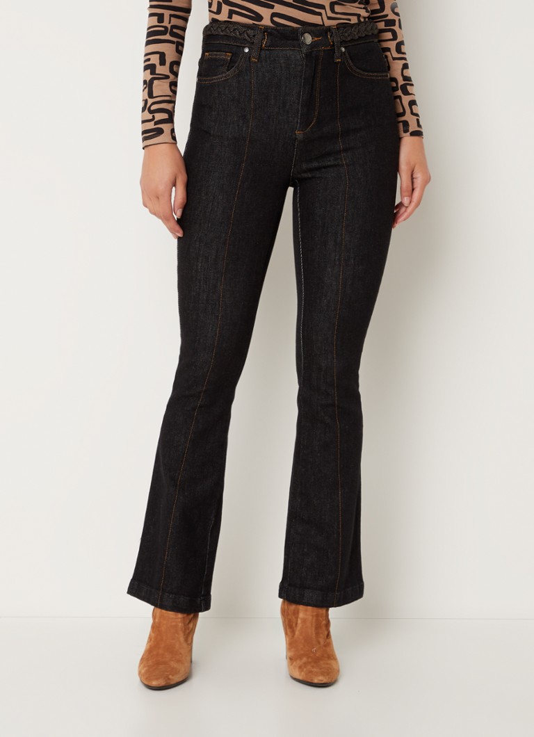 Phase Eight - Ayca high waist bootcut jeans met donkere wassing - Zwart