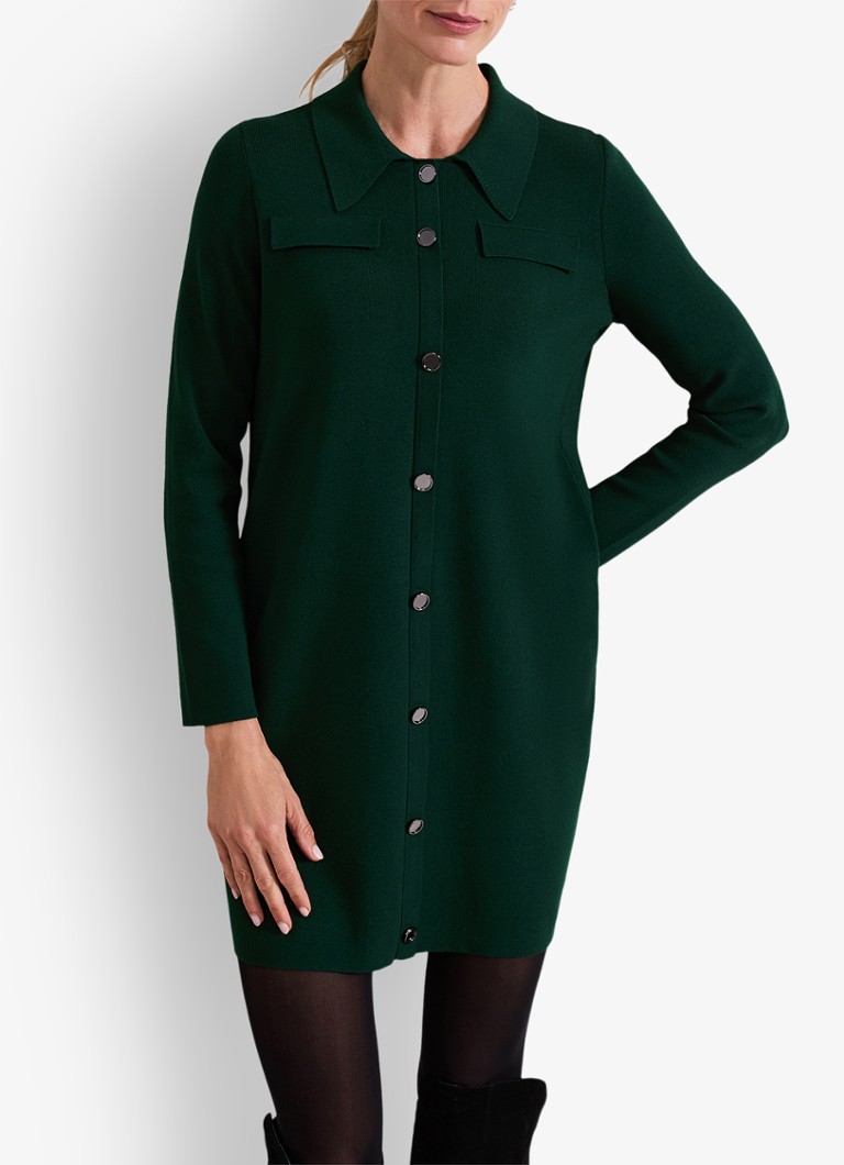 Phase Eight - Azealia ribgebreide mini jurk met stretch - Donkergroen