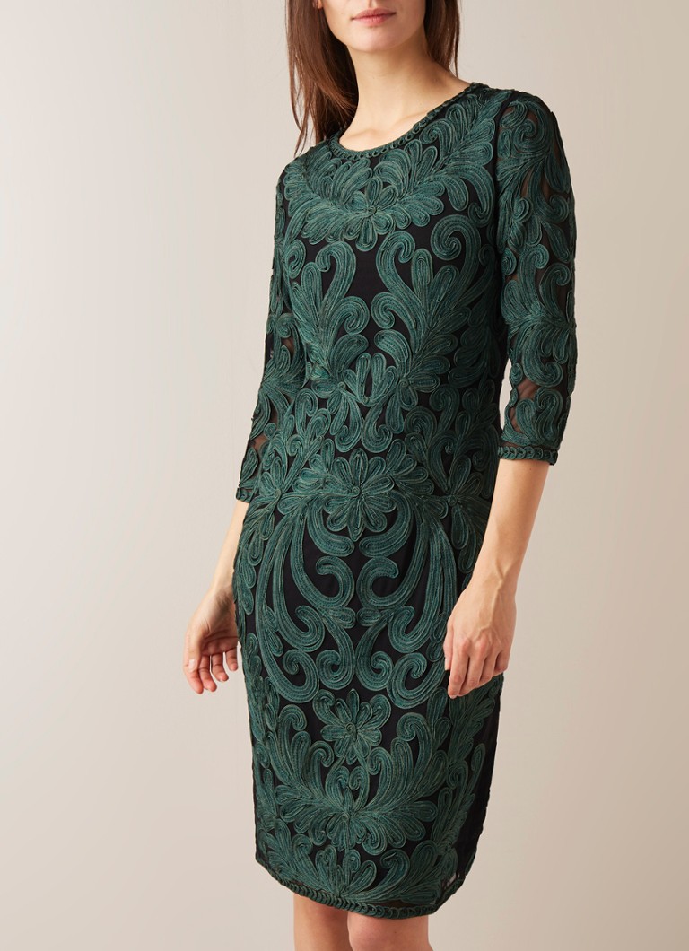 Phase Eight - Benita kokerjurk met tapework - Donkergroen