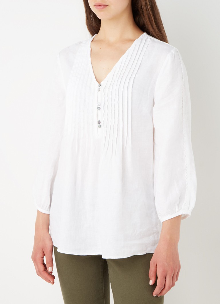 Phase Eight Brianne tuniek van linnen met plooien ⢠Wit ⢠de Bijenkorf