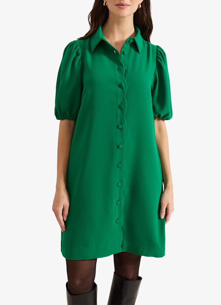 Phase Eight - Candice mini blousejurk met pofmouw - Groen