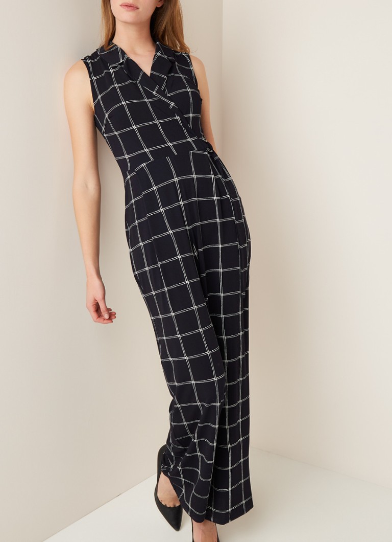 Phase Eight - Cheskie mouwloze jumpsuit met ruitdessin - Donkerblauw