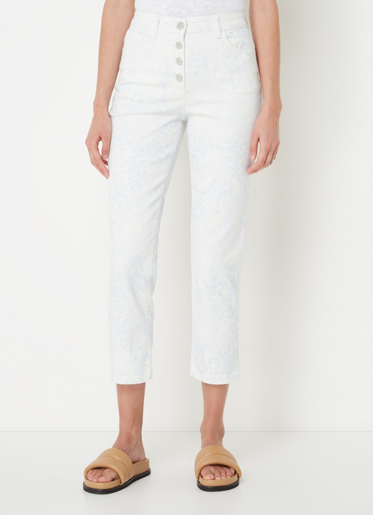 Phase Eight - Cordelia high waist slim fit cropped jeans met bloemenprint - Gebroken wit
