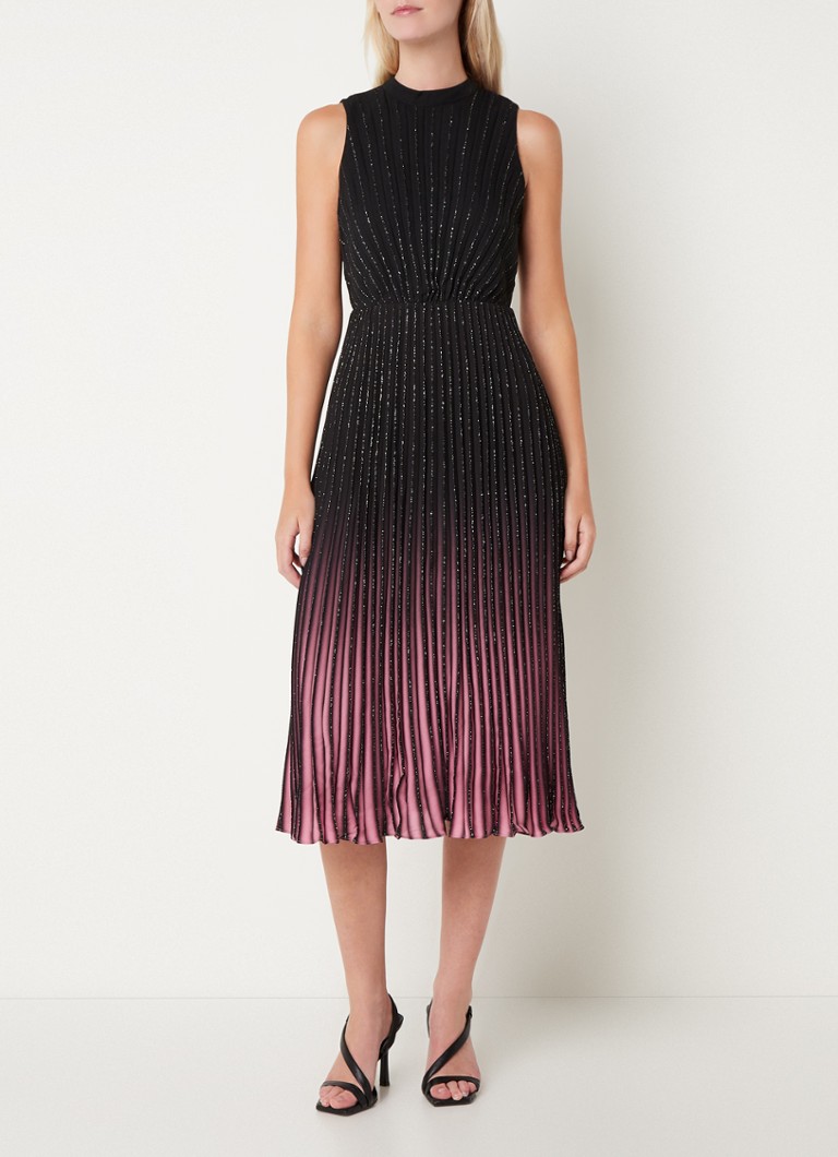 Phase Eight - Estella midi jurk met glitter en dip-dye dessin - Zwart