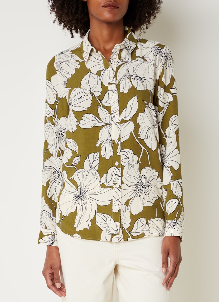 Phase Eight - Lena blouse met bloemenprint - Mosgroen