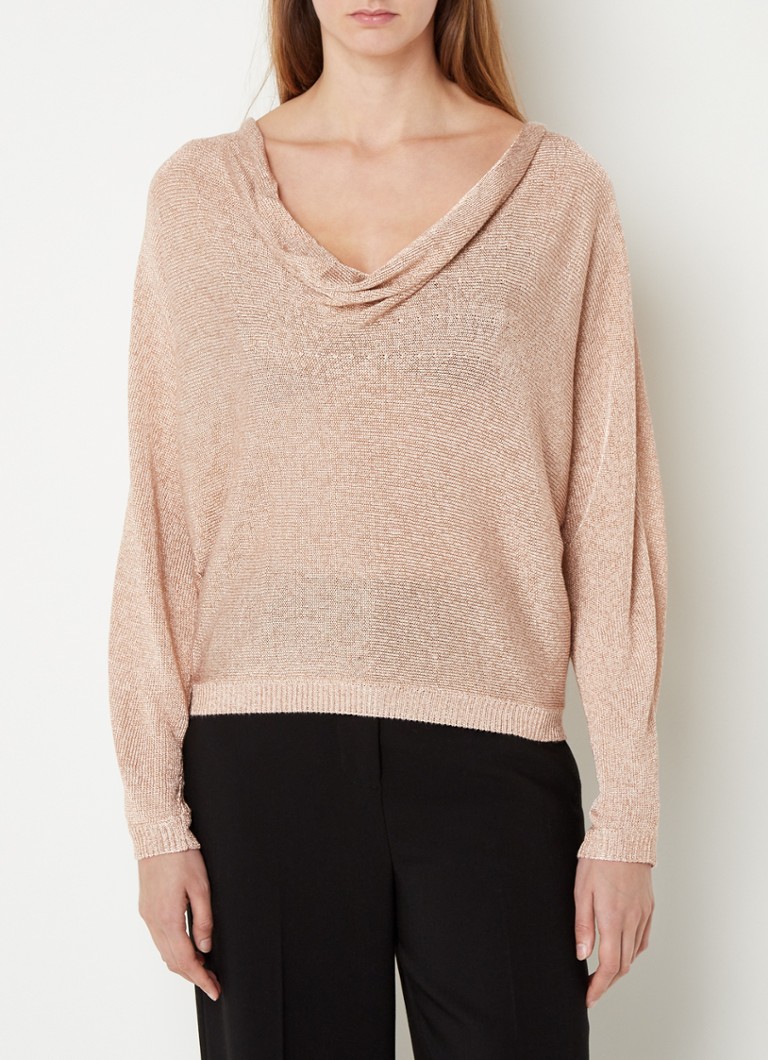 Phase Eight - Malti top met watervalhals en glitter  - Roségoud