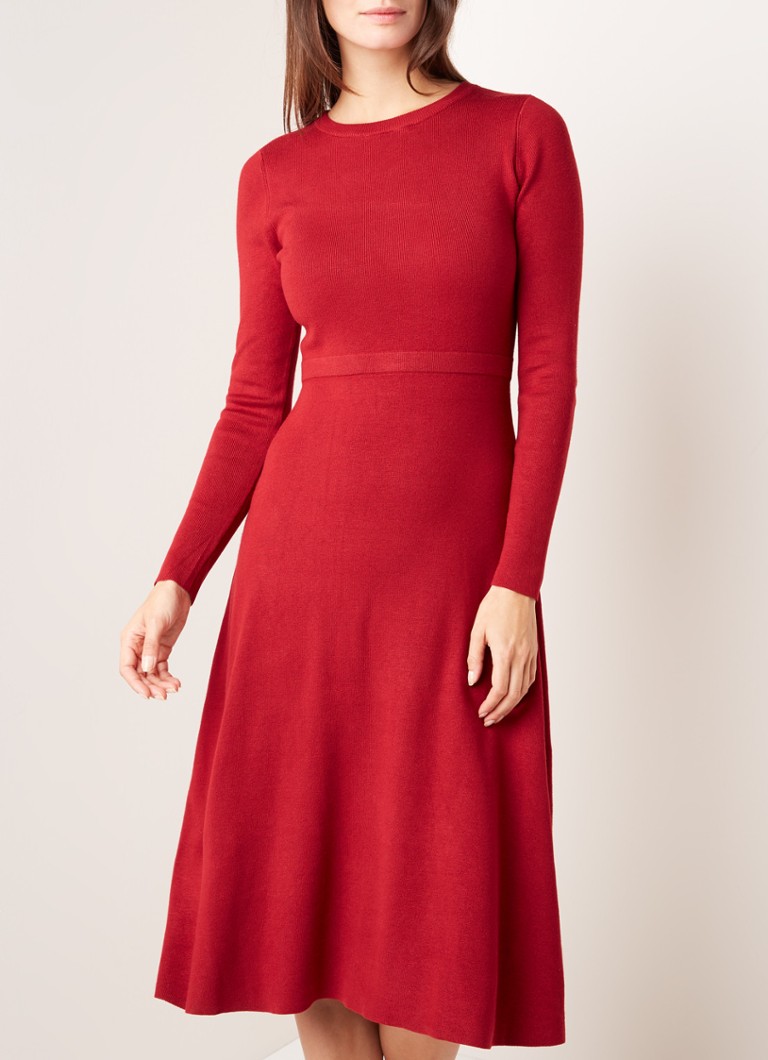 Phase Eight - Mel fijngebreide midi trui-jurk - Donkerrood