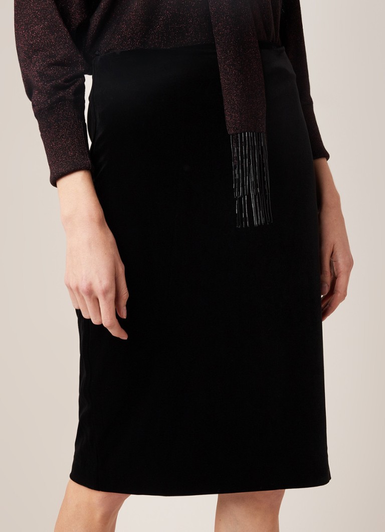 Phase Eight - Midi kokerrok van fluweel - Zwart