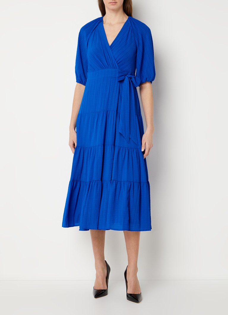 Phase Eight - Morven midi wikkeljurk met strikceintuur - Kobaltblauw