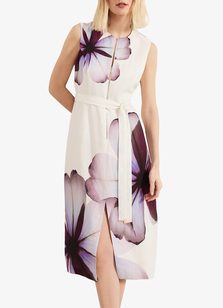 Phase Eight Nina midi jurk met bloemenprint • Ivoor • de Bijenkorf
