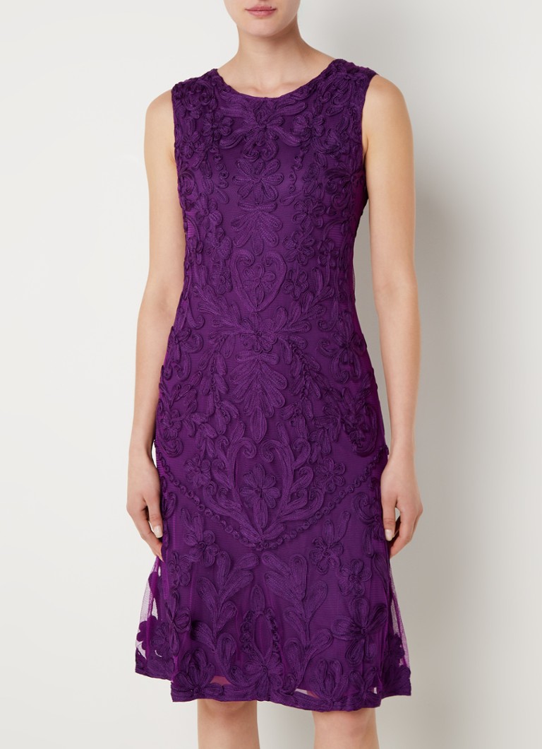 Phase Eight - Orelia midi jurk met overlay van mesh en tapework - Violet