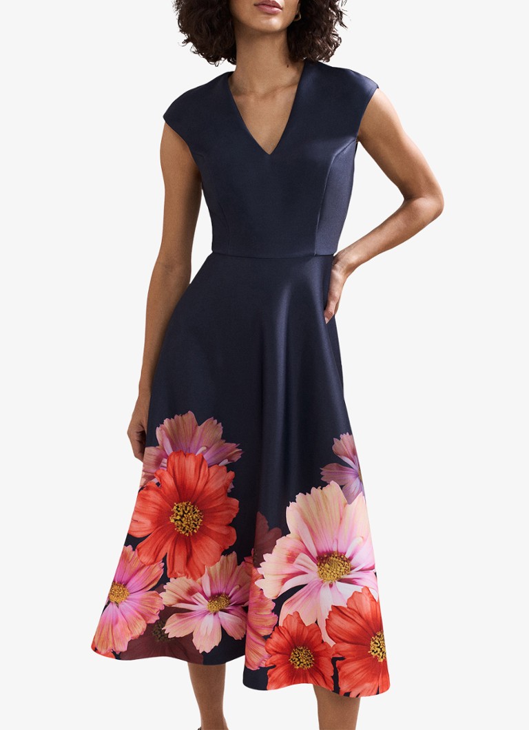 Phase Eight Rakhi midi jurk met bloemenprint • Blauw • de Bijenkorf