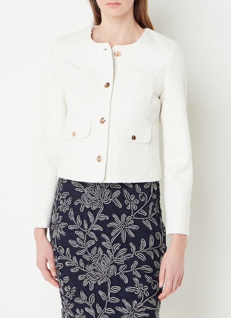 Phase Eight Ripley jacket in tweedlook met klepzakken • Gebroken wit