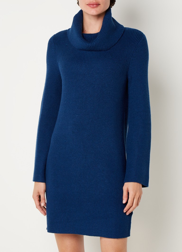 smal Reductor bevroren Phase Eight Saffie fijngebreide mini trui-jurk met col • Donkerblauw • de  Bijenkorf