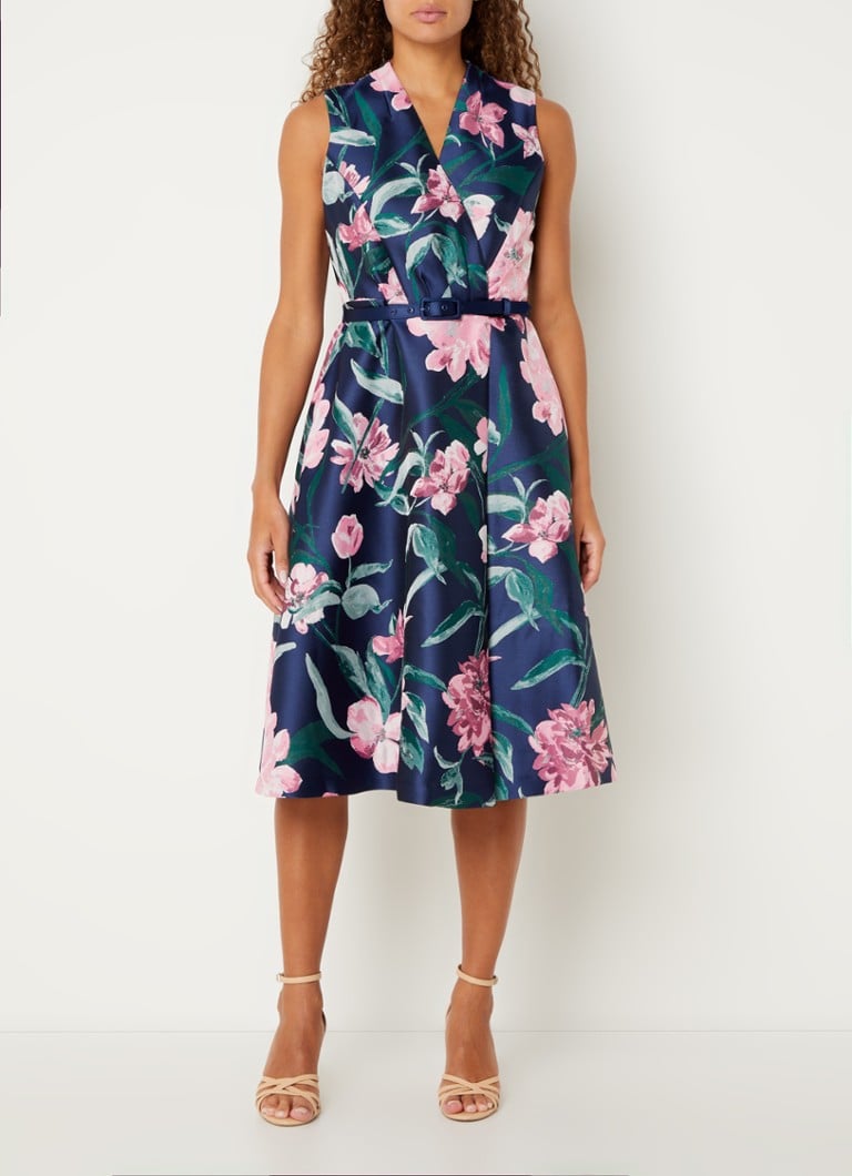 Phase Eight Salina midi jurk met bloemenprint en ceintuur