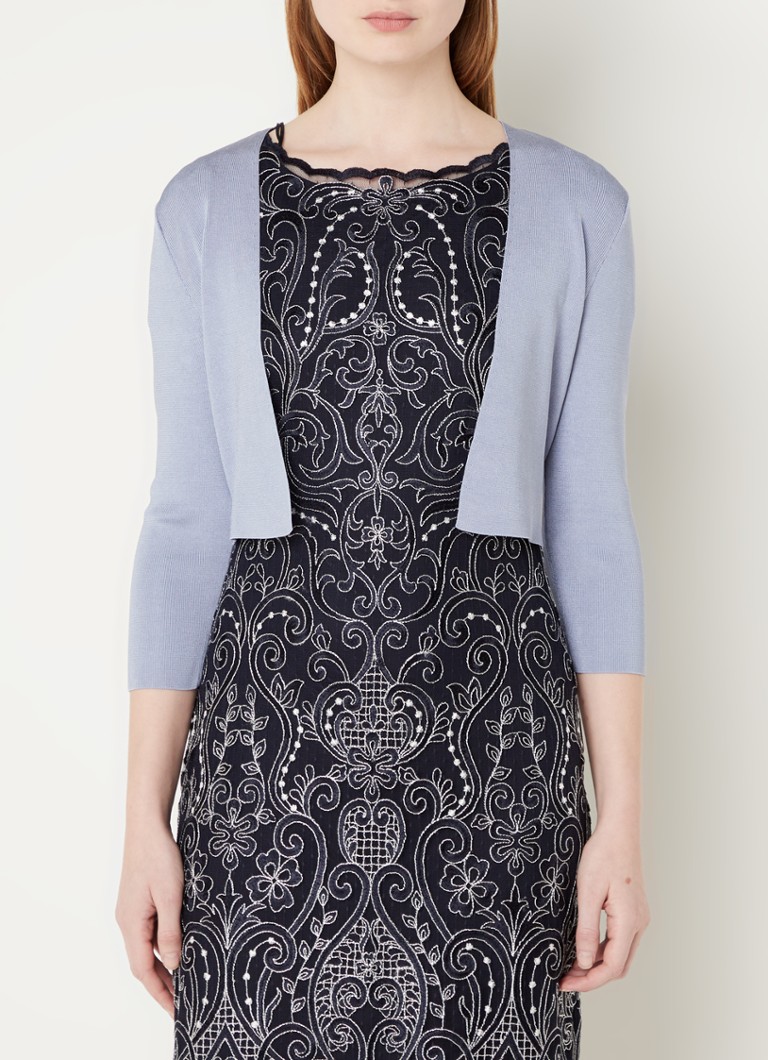 Phase Eight Salma fijngebreid openvallend cropped vest • Lavendel • de