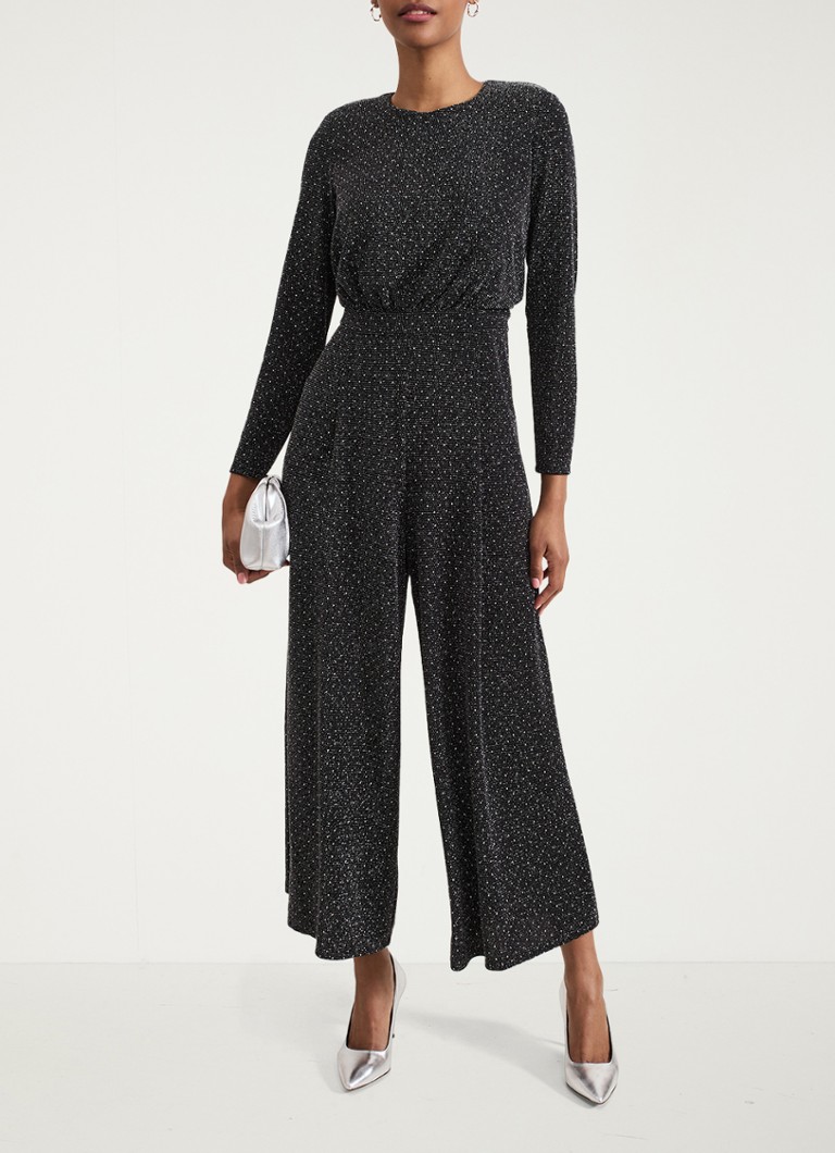 Phase Eight - Sasha wide fit jumpsuit met lurex - Zwart