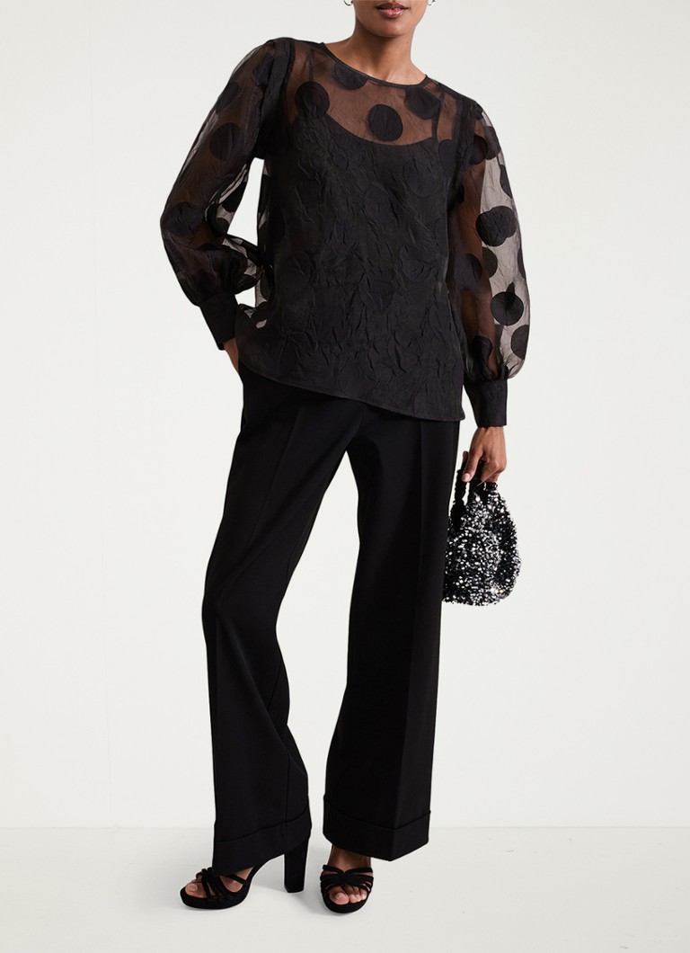 Phase Eight - Siera semi-transparante top met stippenprint  - Zwart