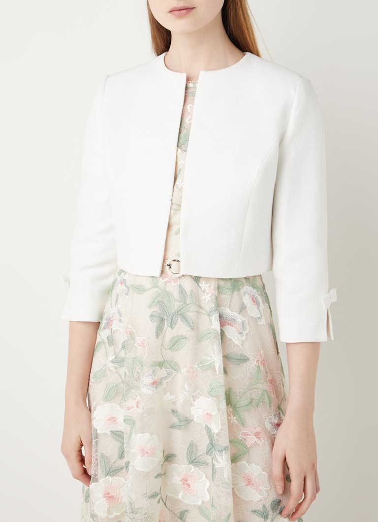 Phase Eight - Zoelle cropped blazer met strikdetail en structuur - Gebroken wit