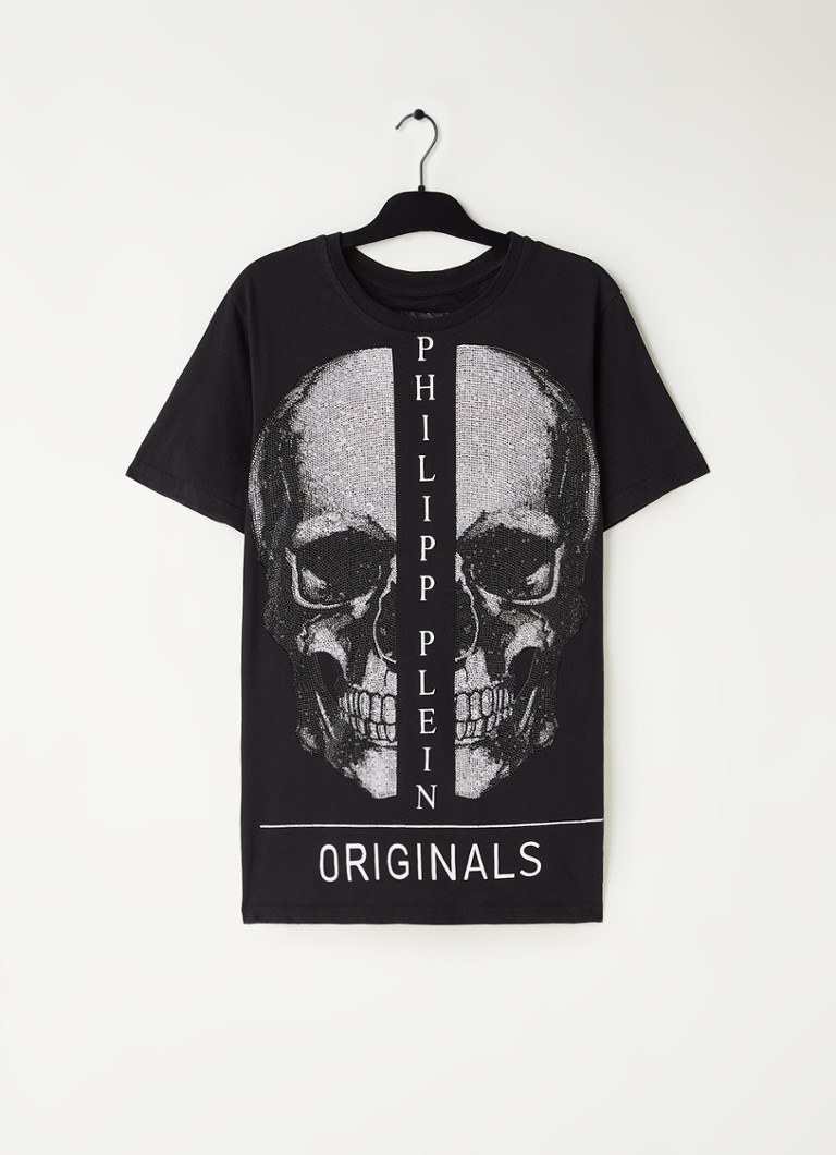 metalen zelfmoord zeevruchten Philipp Plein Vintage T-shirt met logoprint en strass-decoratie - maat M •  Zwart • de Bijenkorf