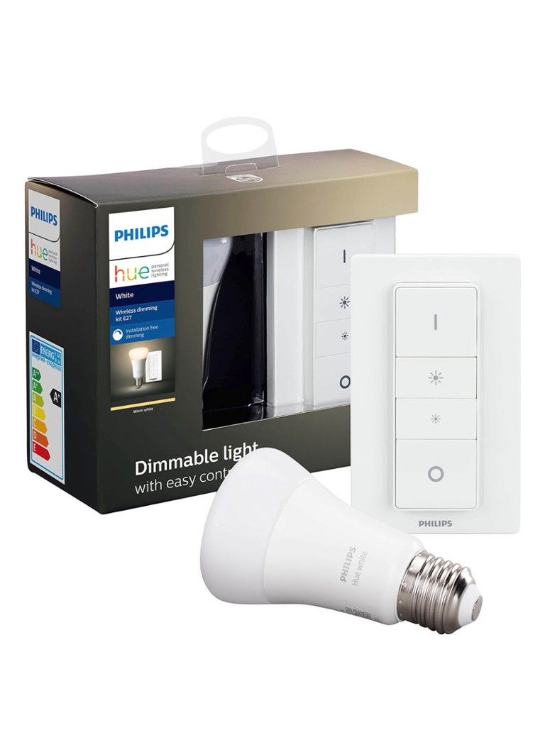 Philips Hue Dim Kit draadloze dimmer met E27 lichtbron • Wit • de Bijenkorf