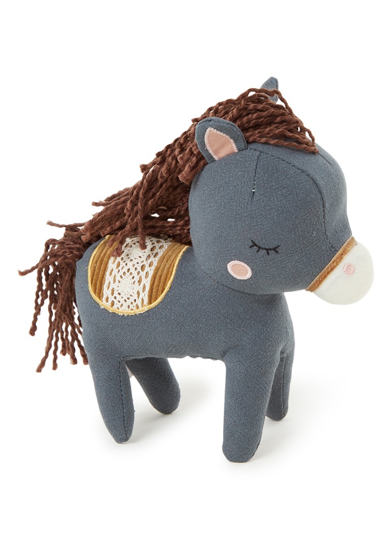 Picca Loulou - Horse Henry knuffeldier in giftbox 18 cm - Blauwgrijs