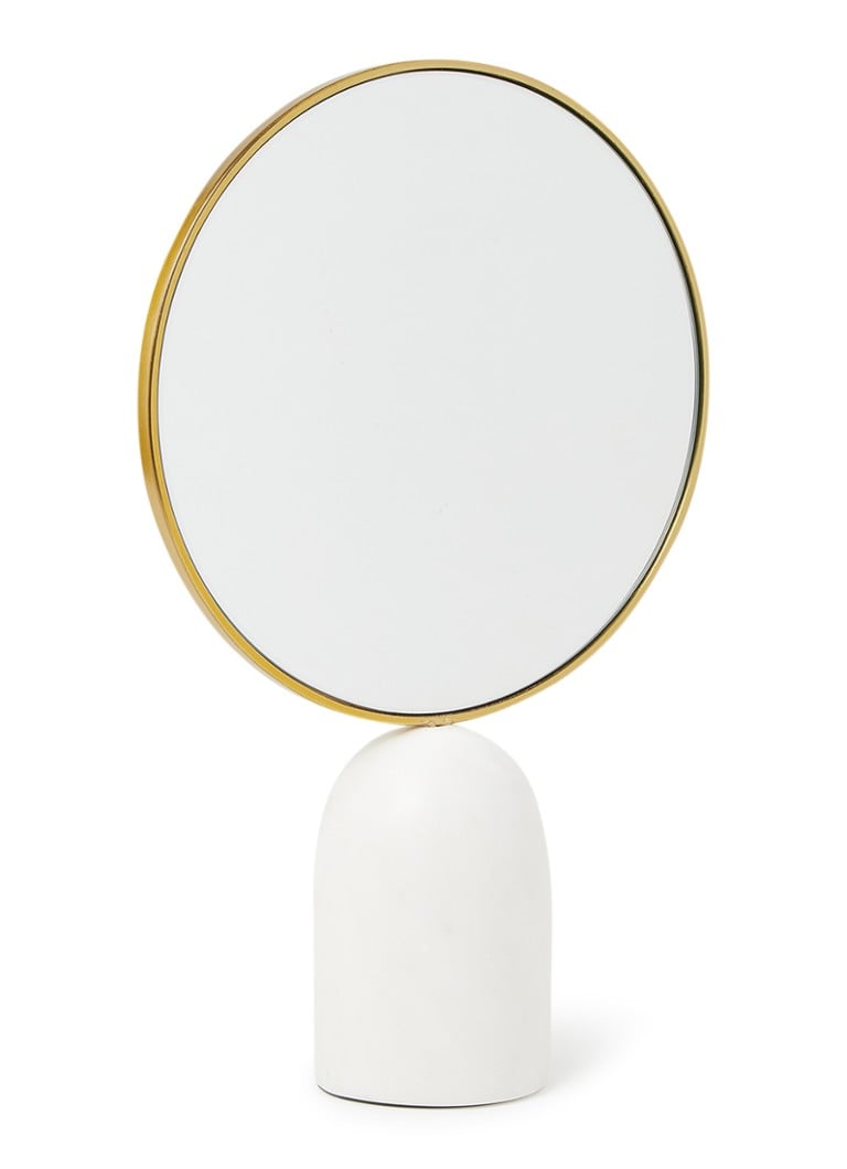POLSPOTTEN - Mirror round marble white tafelspiegel - Wit