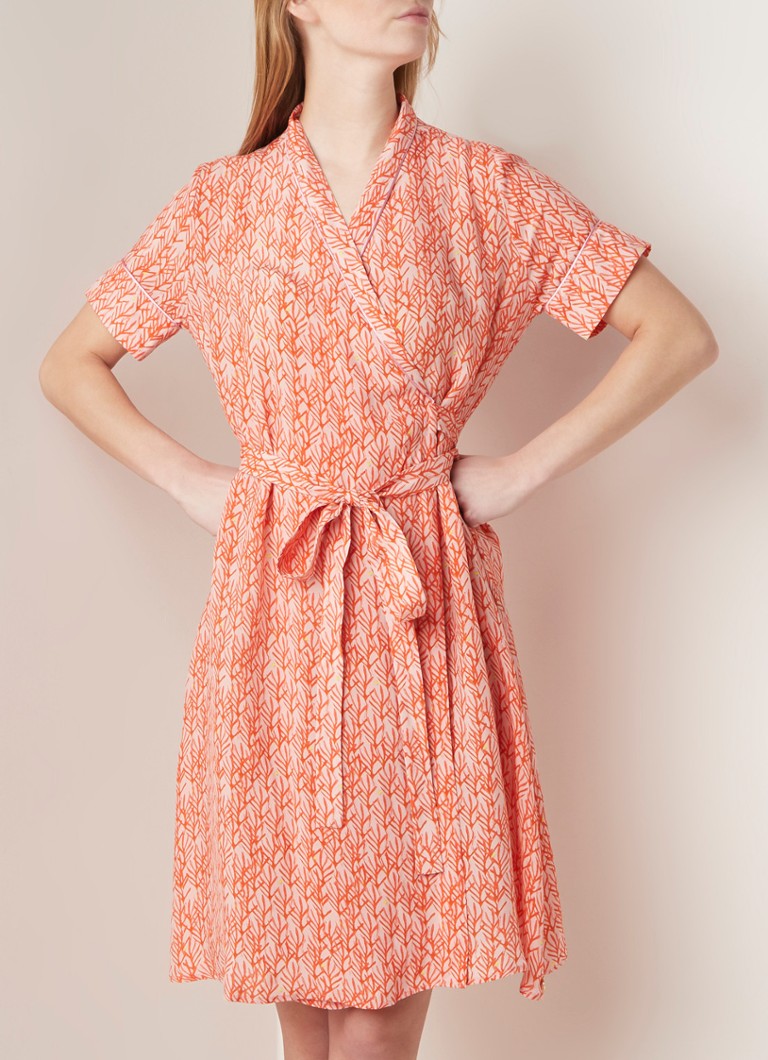 Pom Amsterdam Seaweed Coral Wikkeljurk Met Dessin Koraalroze
