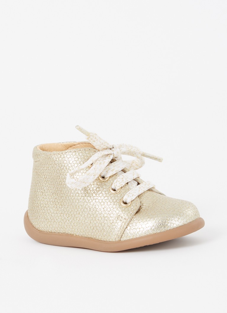 Pom d'Api - Stand Up sneaker van nubuck met metallic finish - Goud