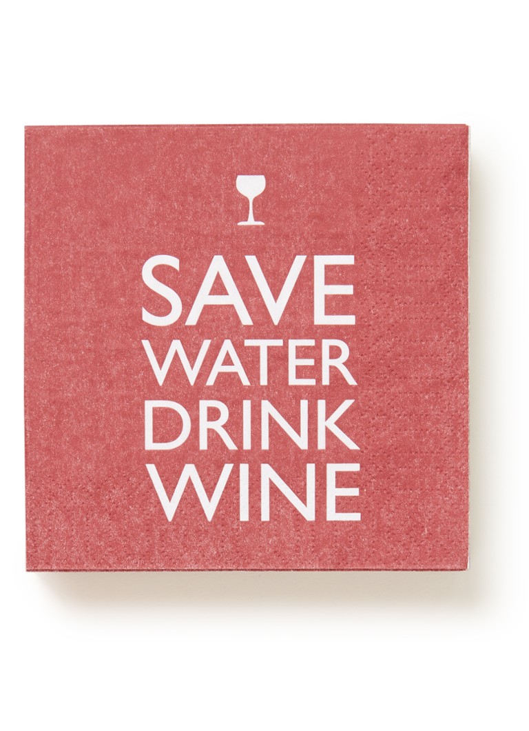 ppd - Save Water Drink Wine servetten 25 x 25 cm - Rood
