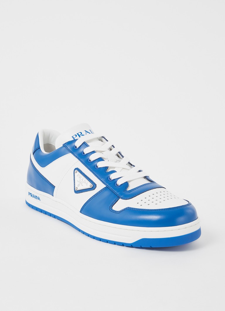 Prada - Downtown sneaker van leer  - Kobaltblauw