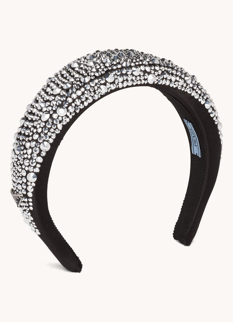 Prada - Haarband van satijn met strass - Goud