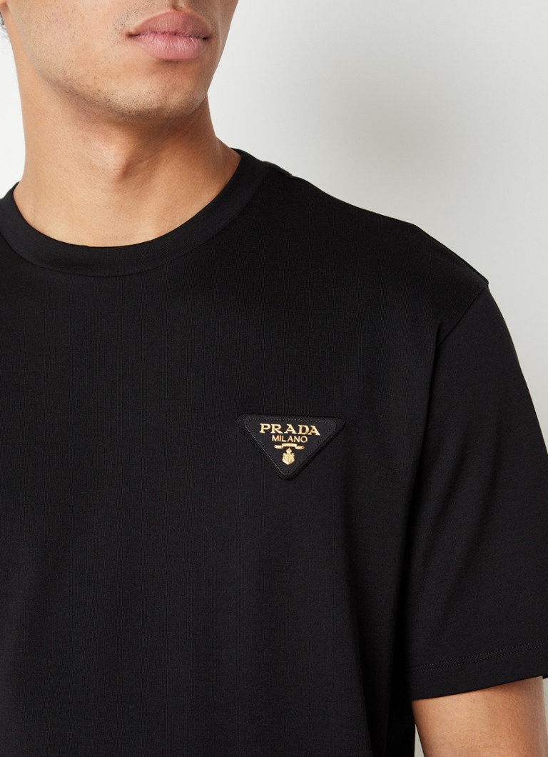 Bedankt Sporten ramp Prada Interlock T-shirt met logopatch • Zwart • de Bijenkorf