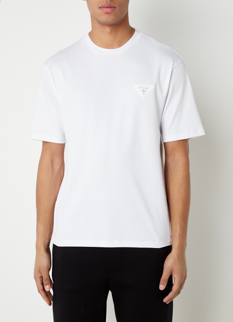 Prada - Interlock T-shirt met logopatch - Wit
