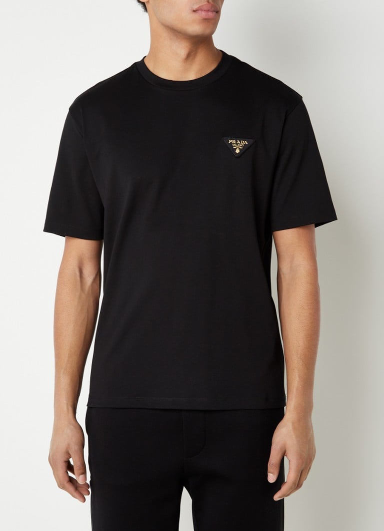 Prada - Interlock T-shirt met logopatch - Zwart