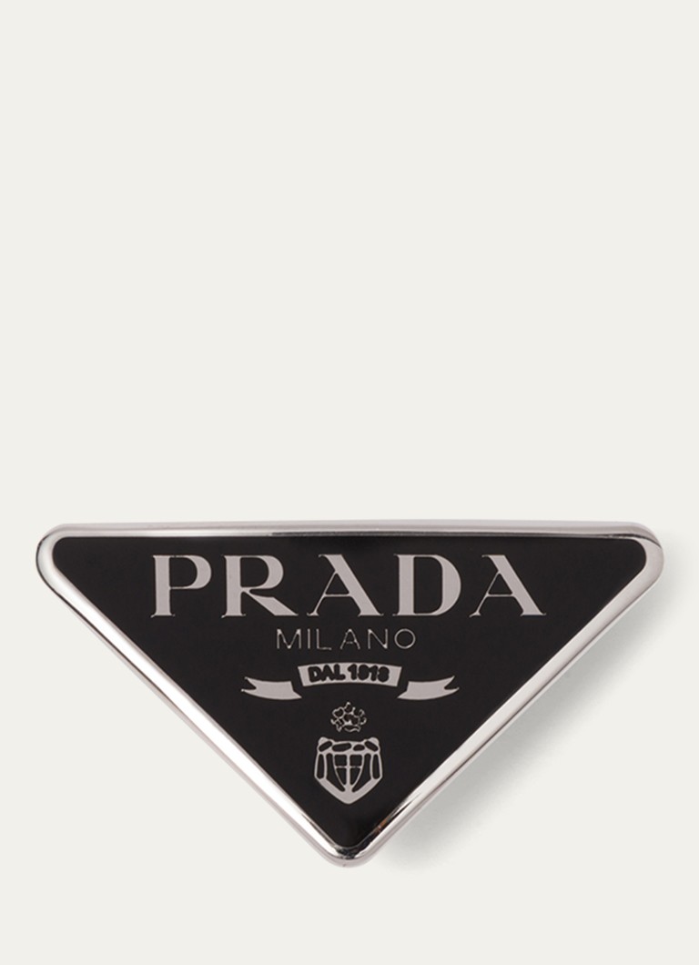 Prada Metal haarclip met logo • Zwart • de Bijenkorf